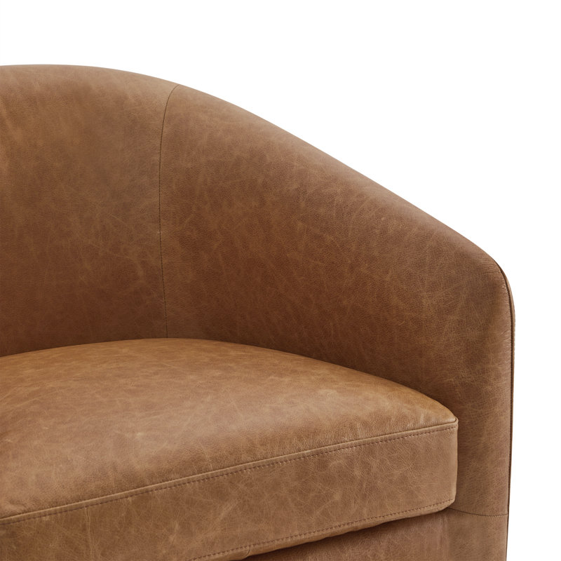 Bennett Genuine Leather Swivel Barrel Chair Reviews Birch Lane